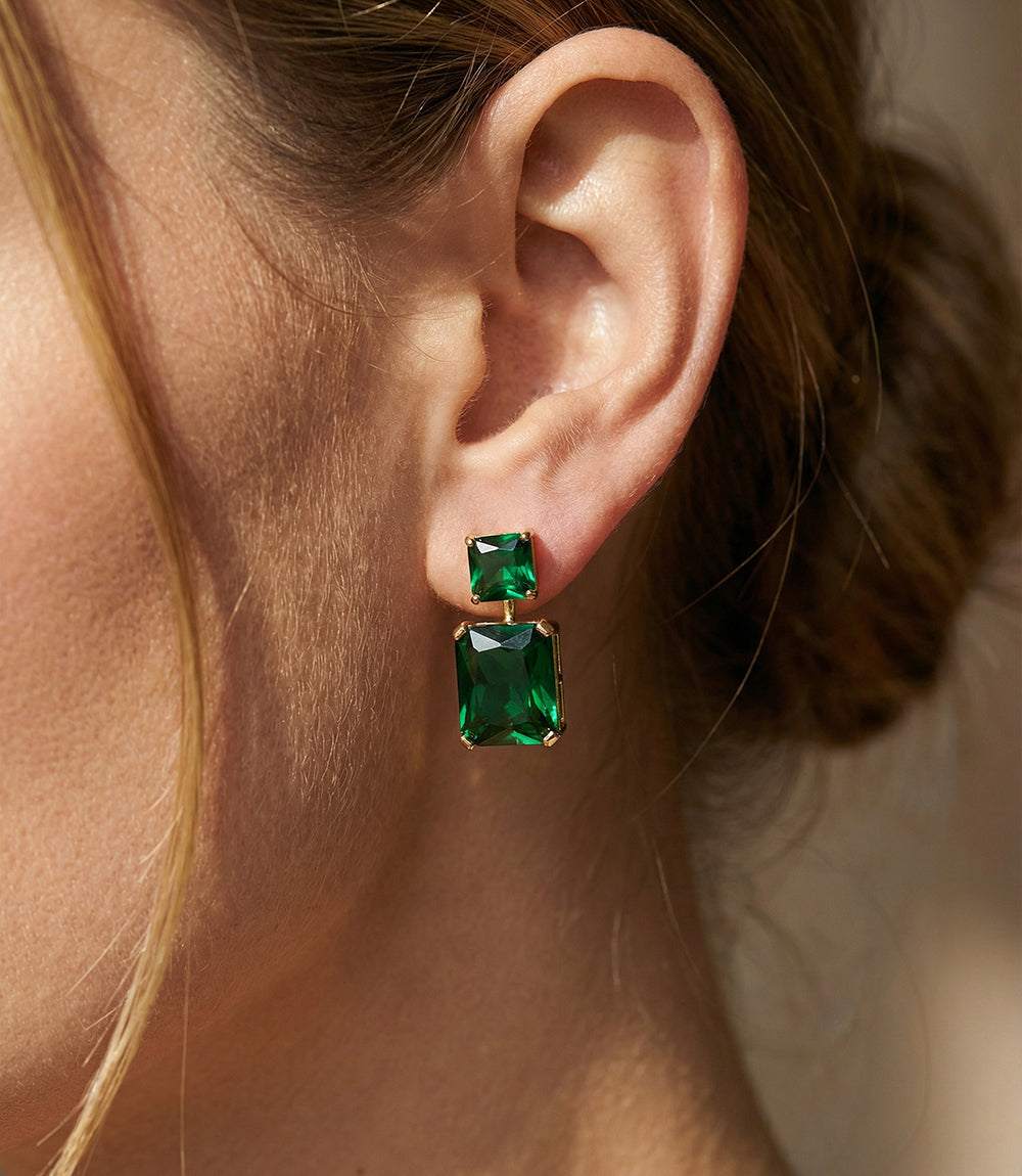 Princess Cut Drop Earrings - Image 2