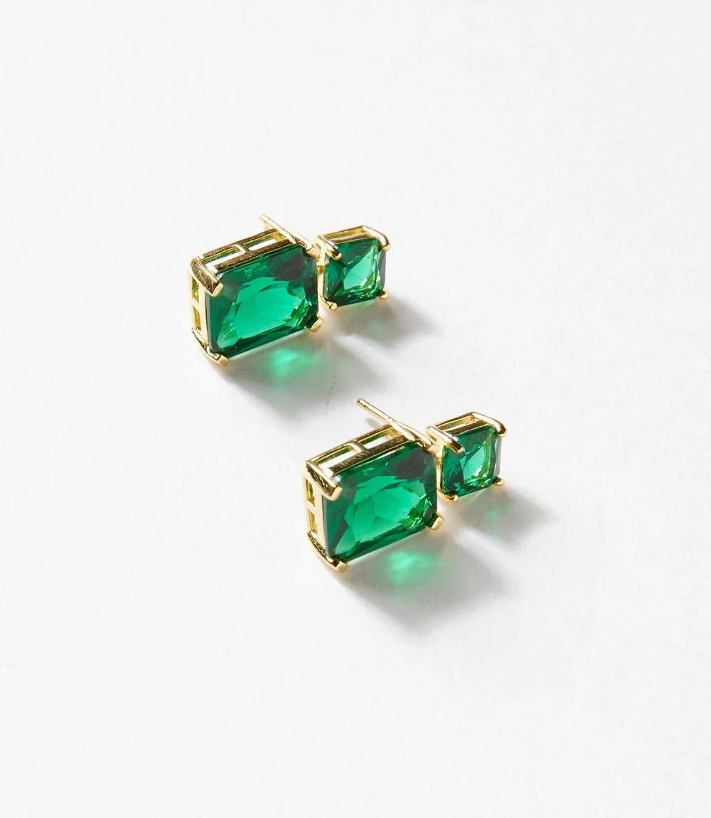 Princess Cut Drop Earrings - Image 3