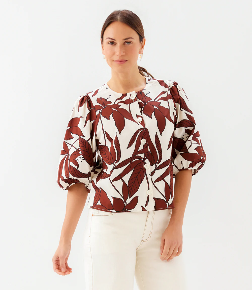 Puff Sleeve Button-Front Top - Image 4