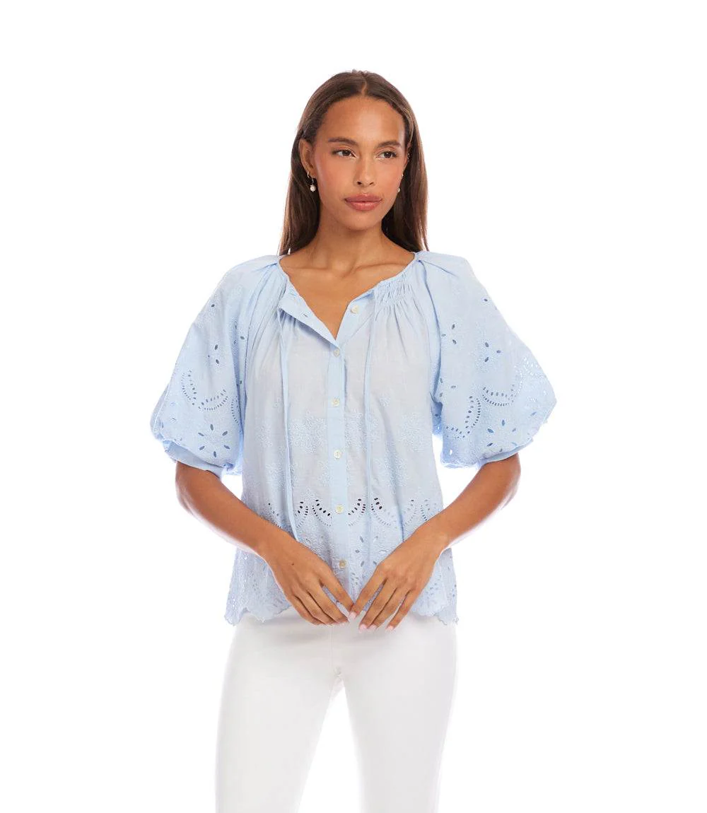 Puff Sleeve Embroidered Top - Image 3