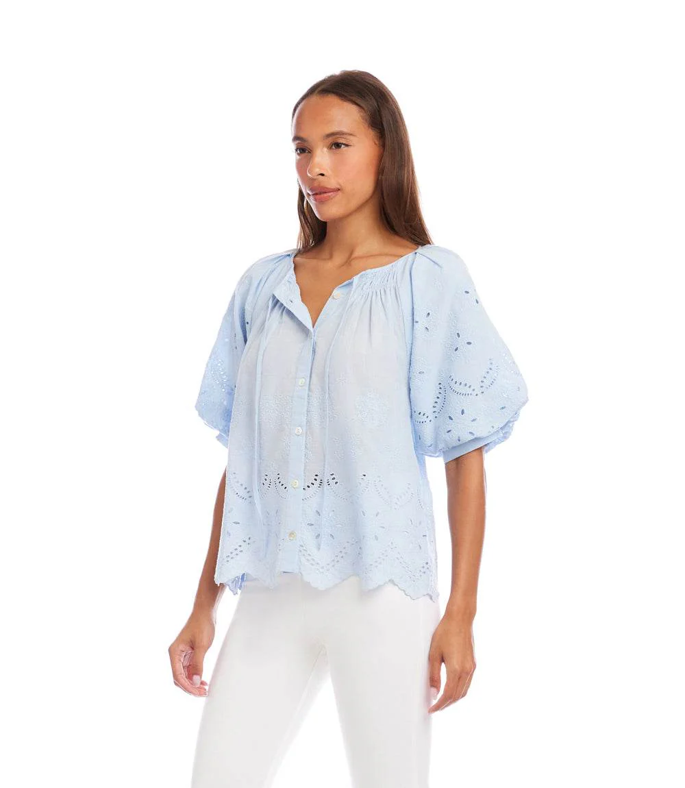 Puff Sleeve Embroidered Top - Image 4