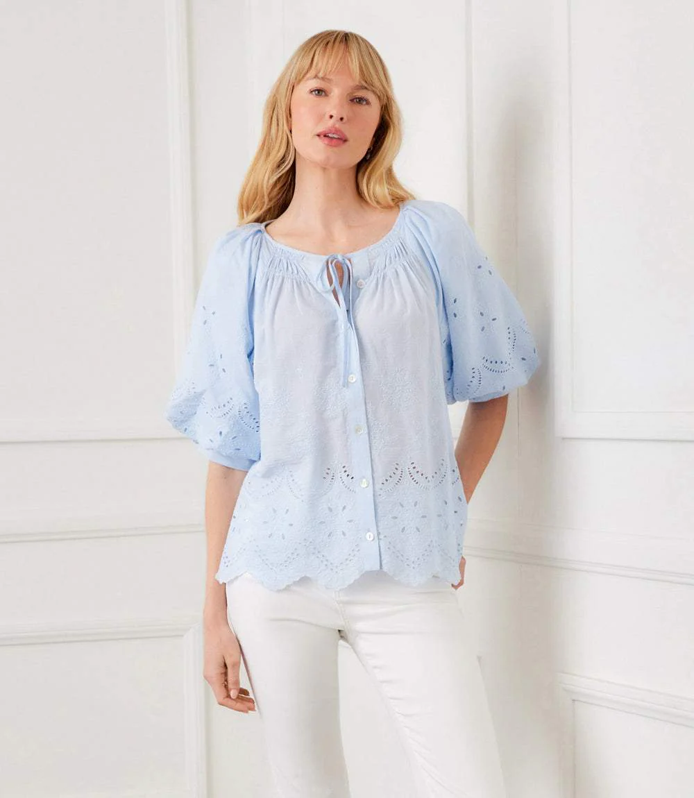 Puff Sleeve Embroidered Top - Image 7