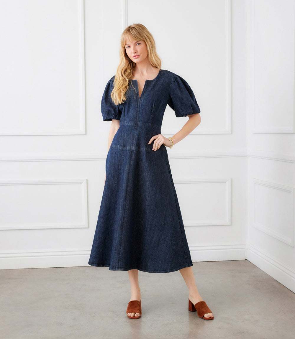 Puff Sleeve Midi Dress - Image 2