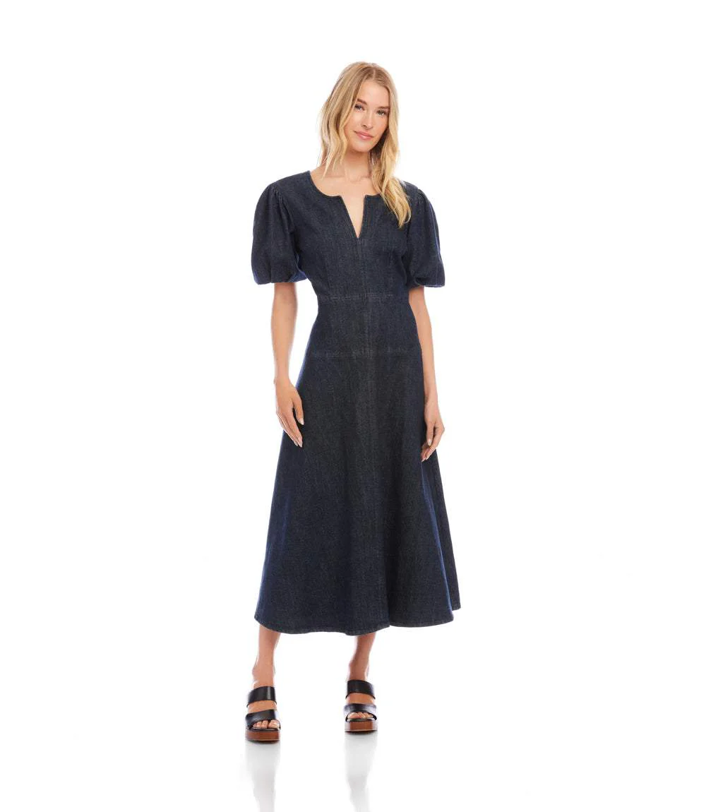 Puff Sleeve Midi Dress - Image 3
