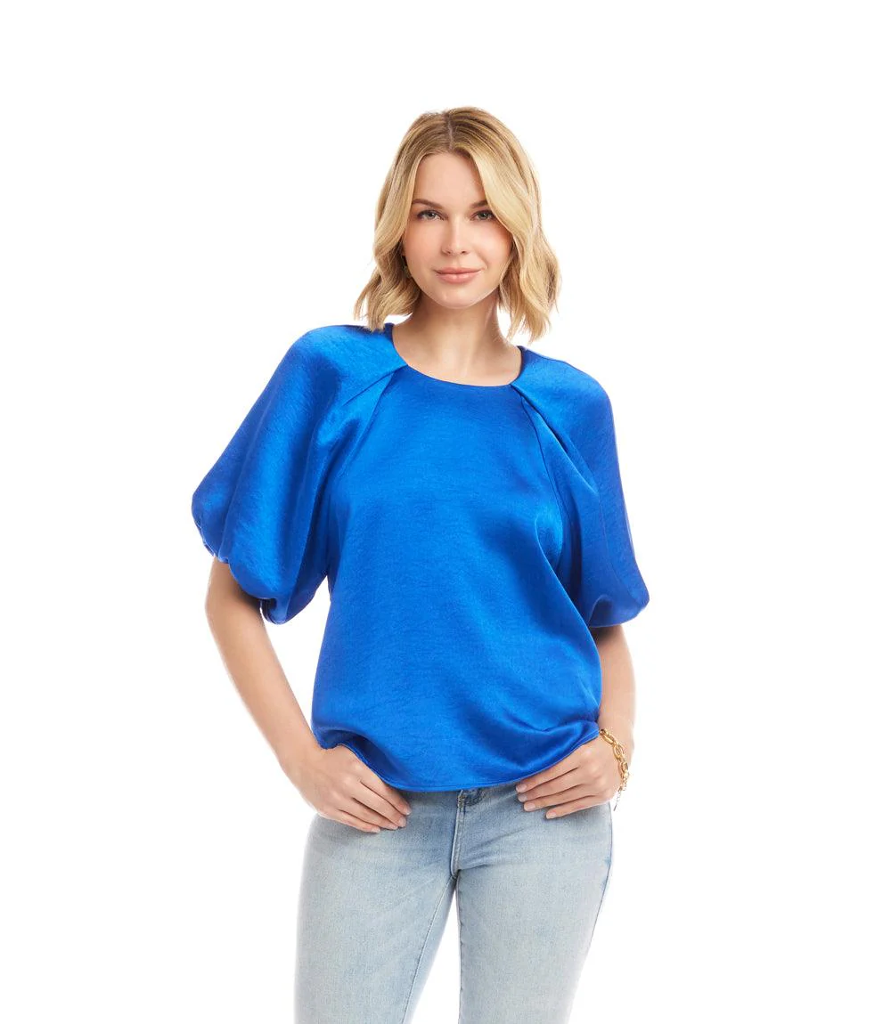 Puff Sleeve Satin Top - Image 4