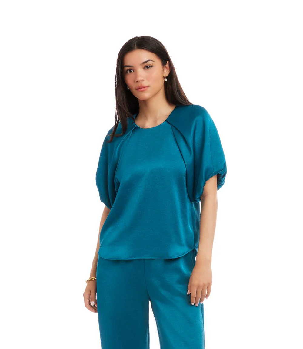 Puff Sleeve Satin Top - Image 2