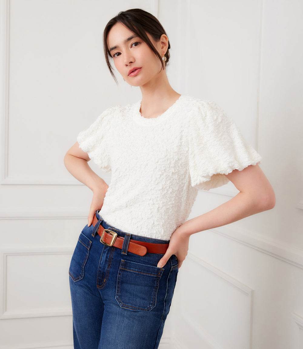 Puff Sleeve Textured Top - Image 2