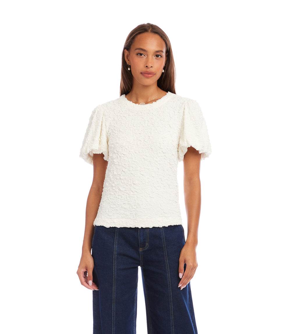 Puff Sleeve Textured Top - Image 3