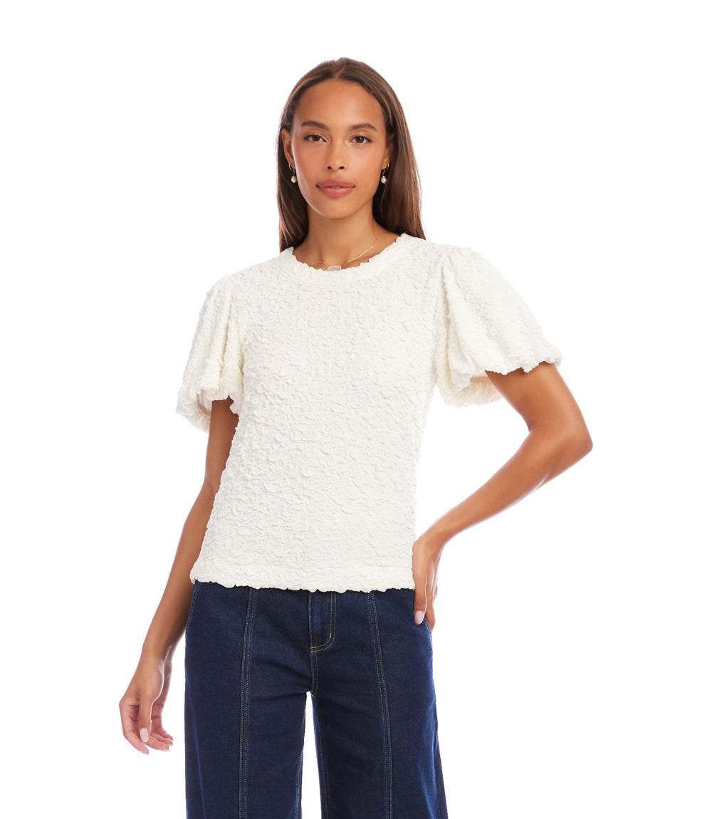 Puff Sleeve Textured Top - Image 4