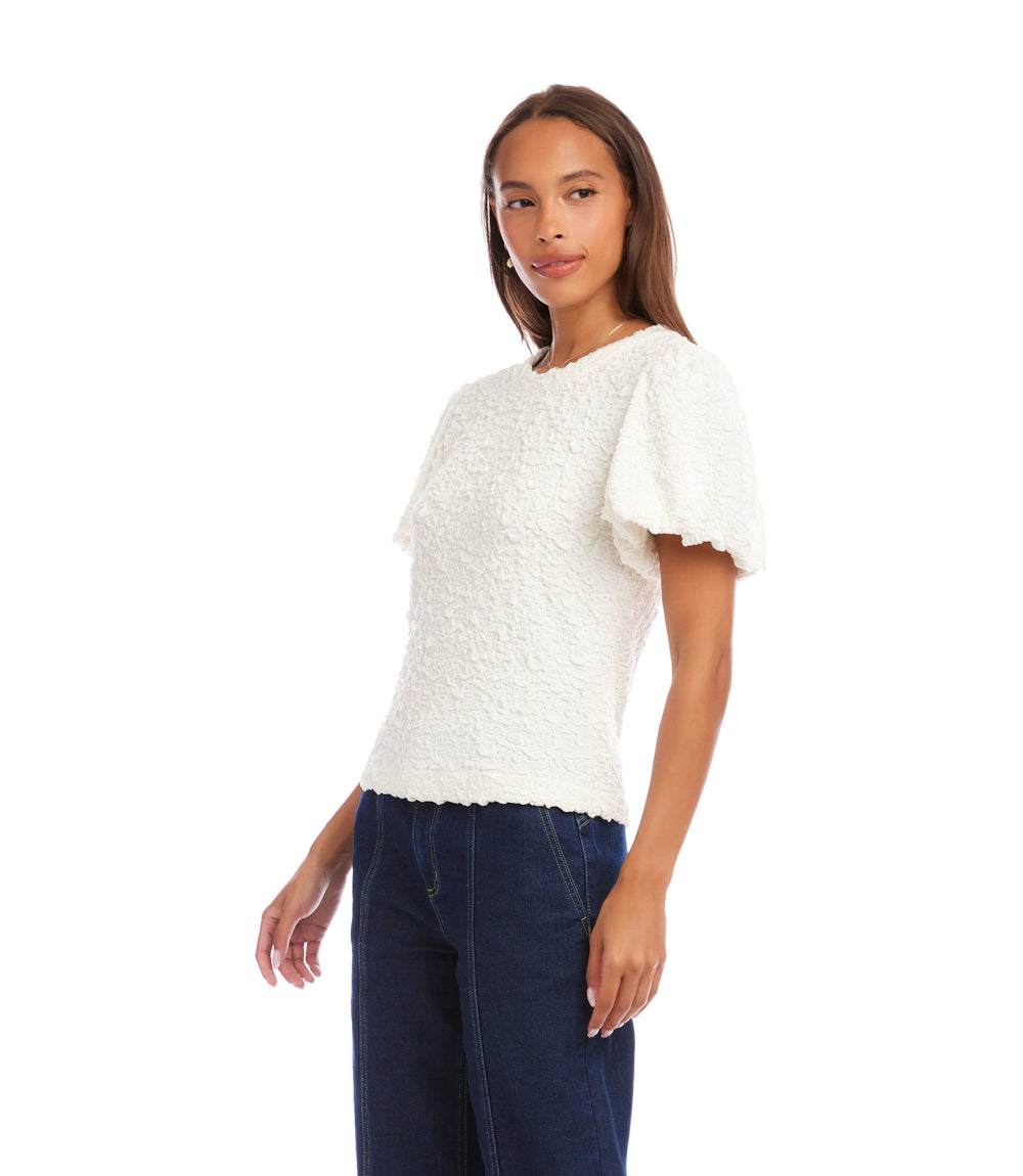 Puff Sleeve Textured Top - Image 5