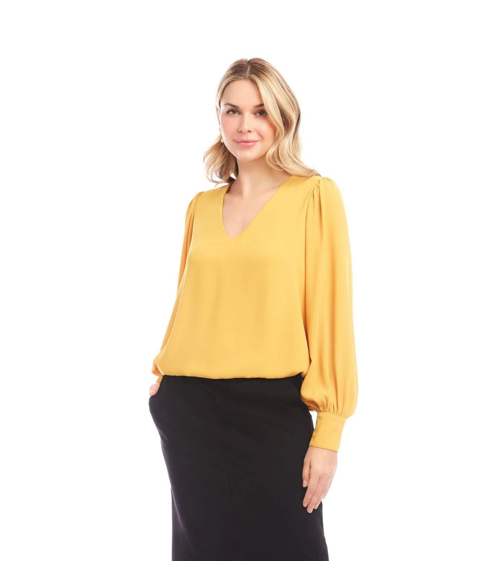 Puff Sleeve V-Neck Top - Image 2
