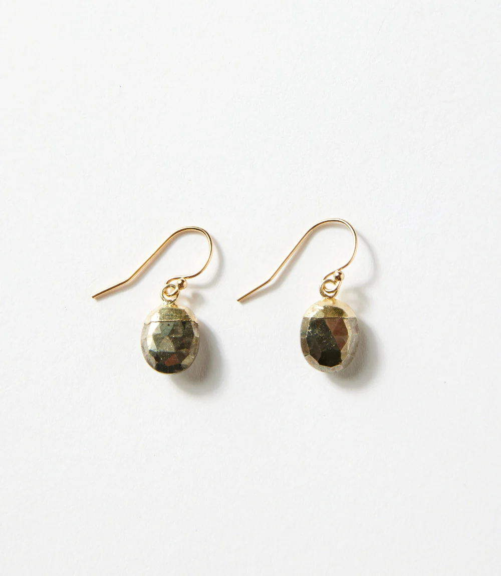 Pyrite Bezel Simple Earrings - Image 3