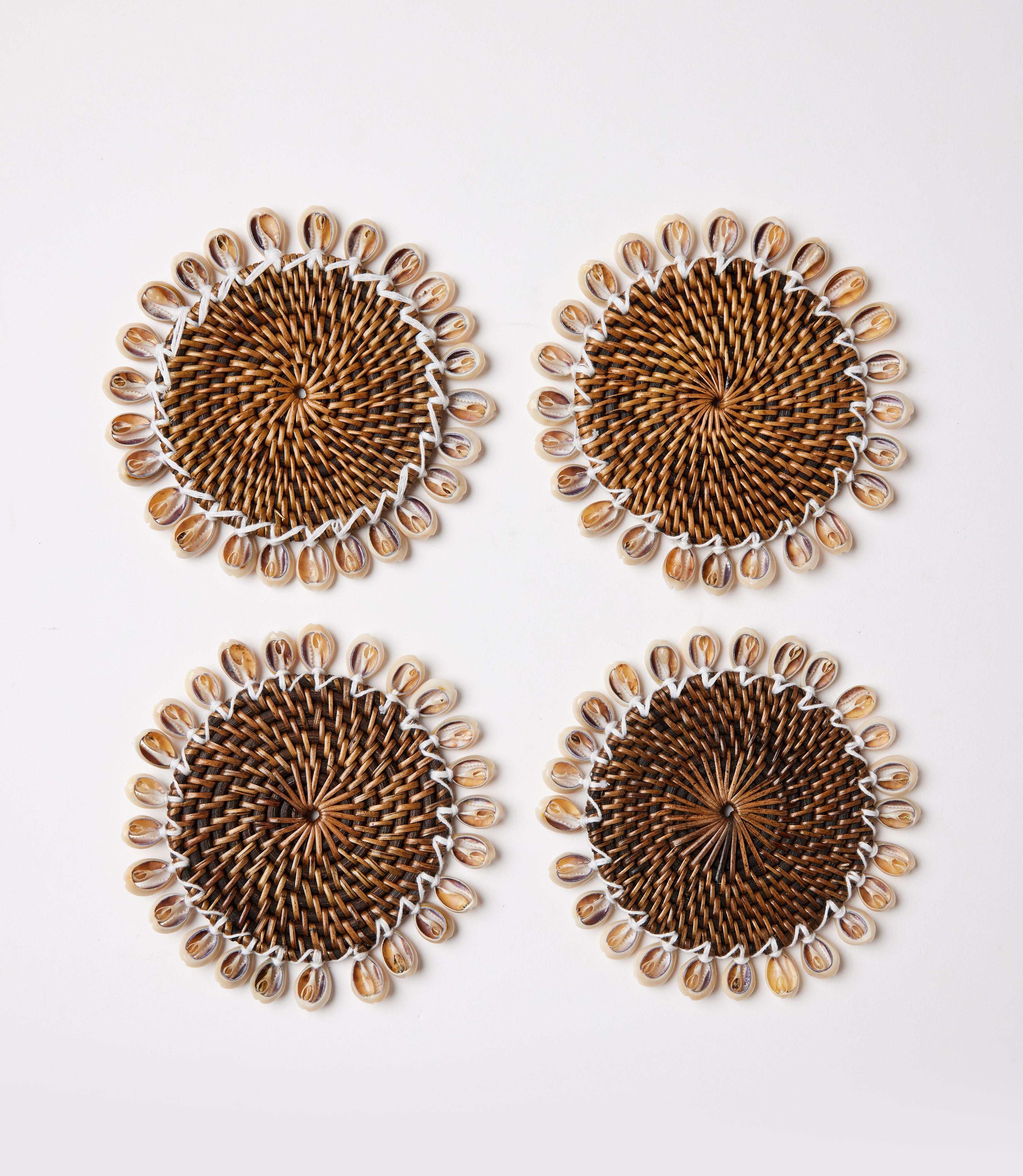Rattan Seashell Coasters, Set of 4 - Image 2