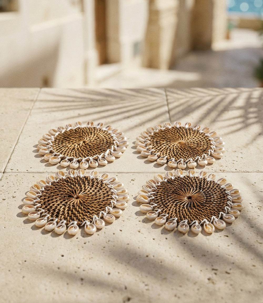 Rattan Seashell Coasters, Set of 4 - Image 4