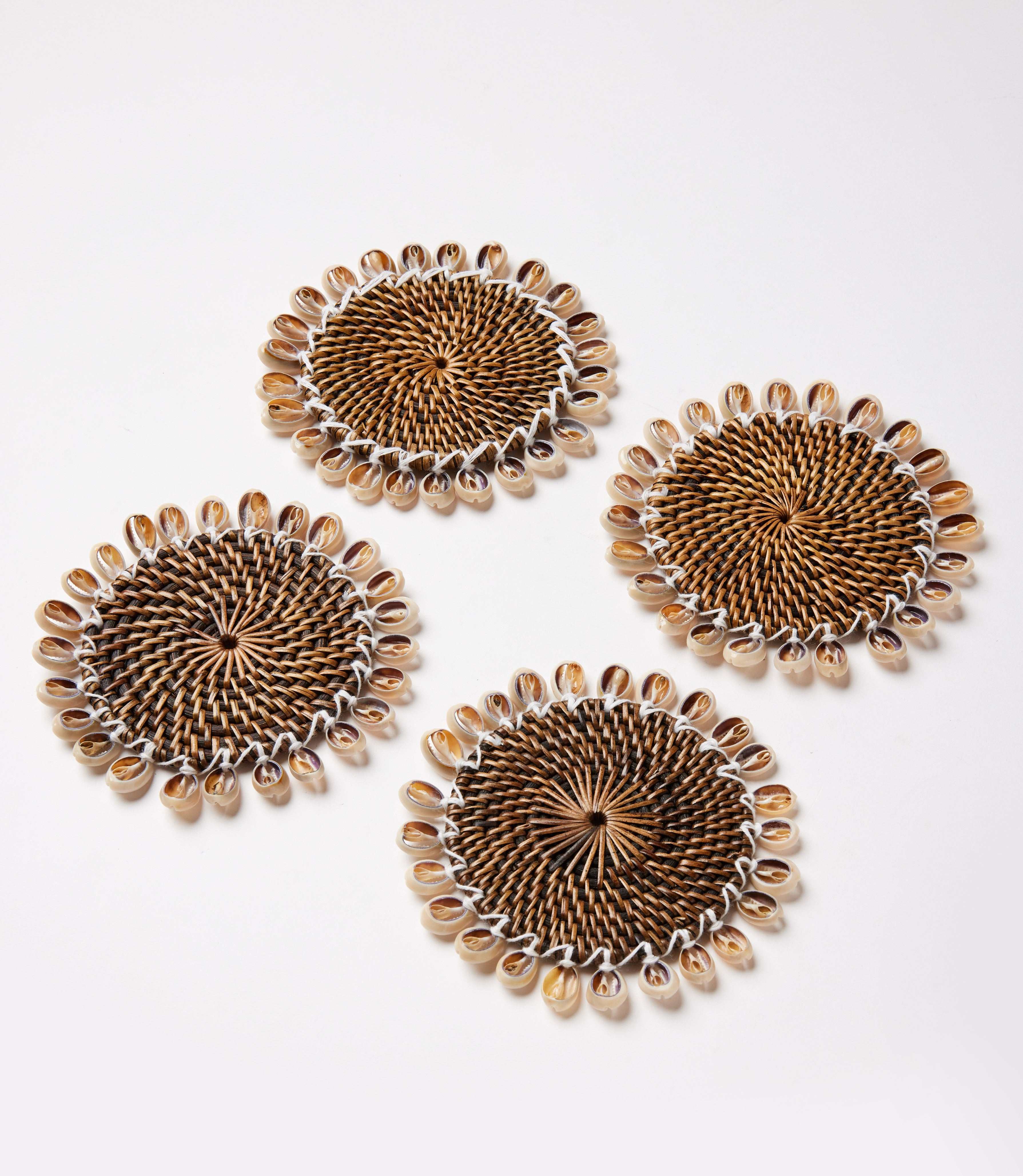 Rattan Seashell Coasters, Set of 4 - Image 6