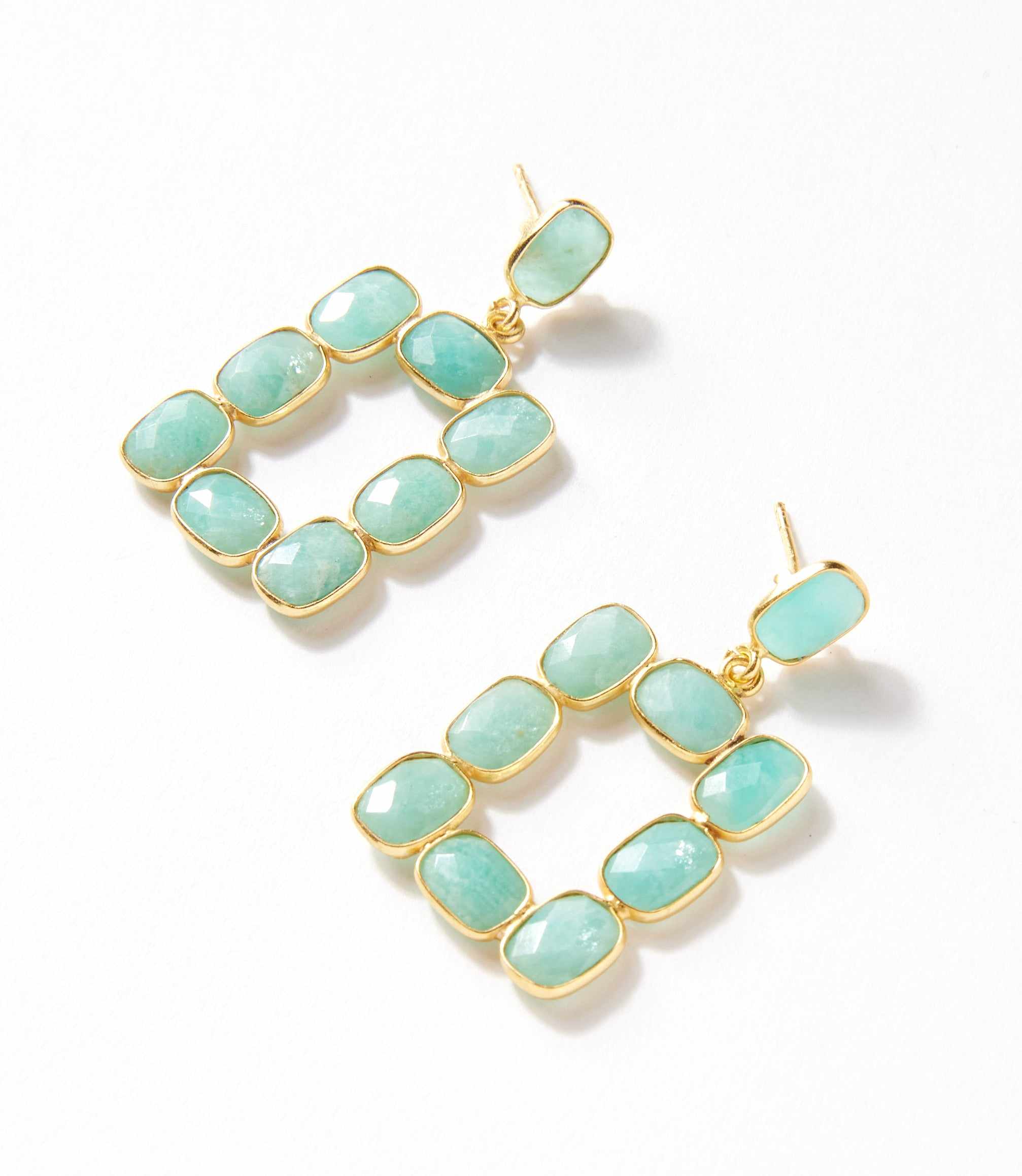 Rectangular Gemstone Bezel Earrings