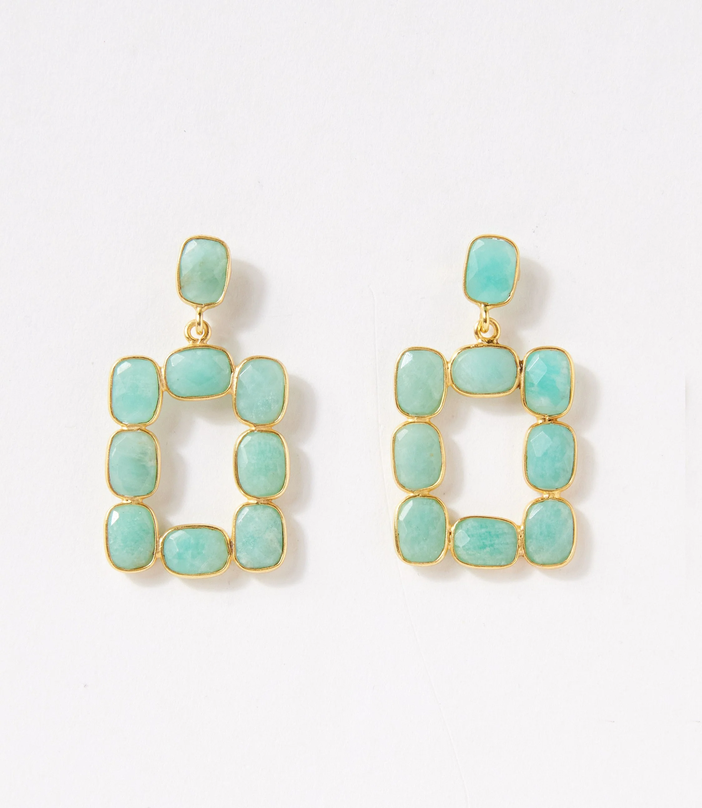 Rectangular Gemstone Bezel Earrings - Image 2