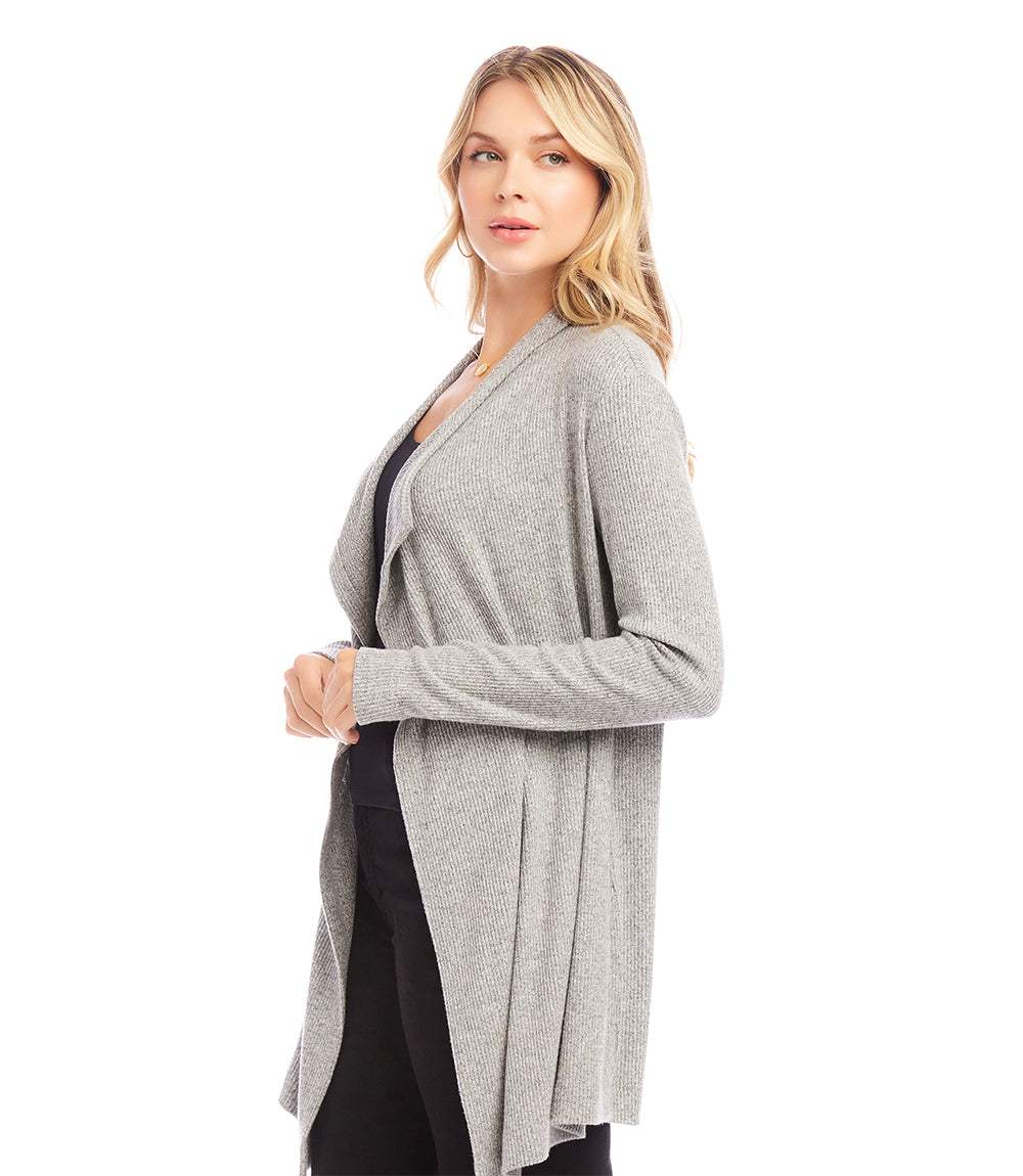 Ribbed Drape Front Cardigan - Image 4