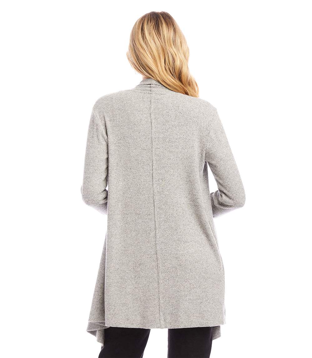 Ribbed Drape Front Cardigan - Image 5