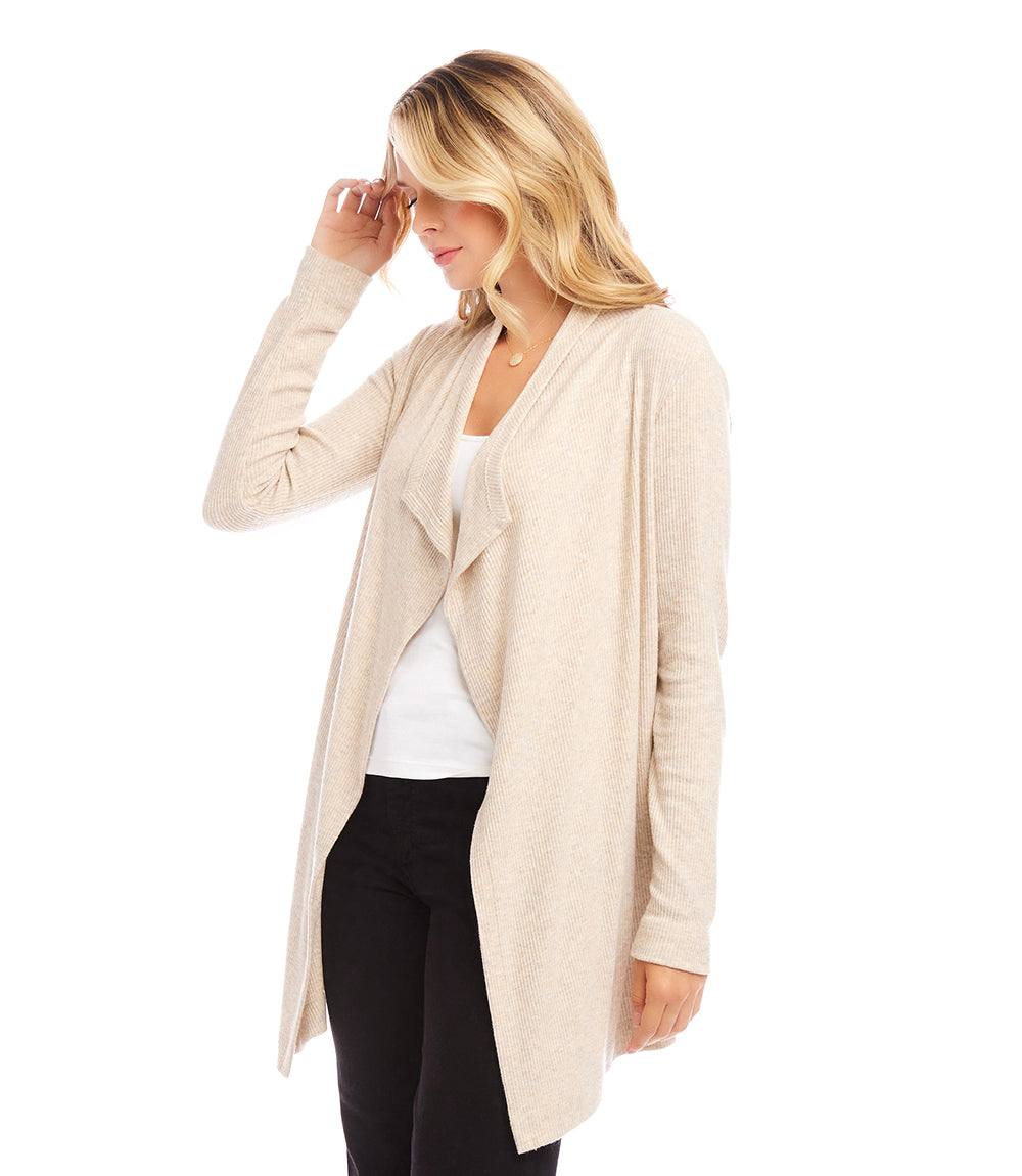 Ribbed Drape Front Cardigan - Image 4