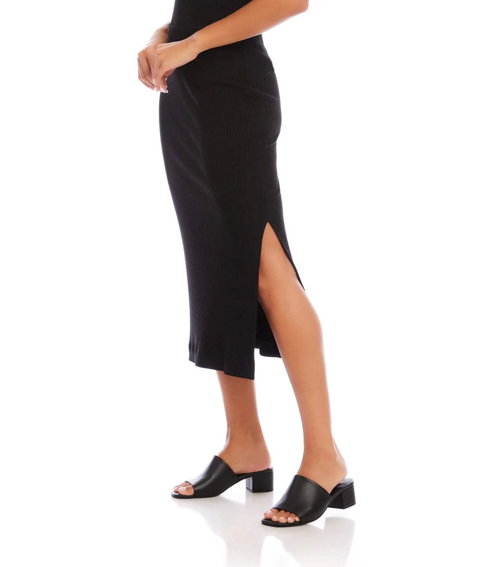 Ribbed Side-Slit Midi Skirt - Image 3