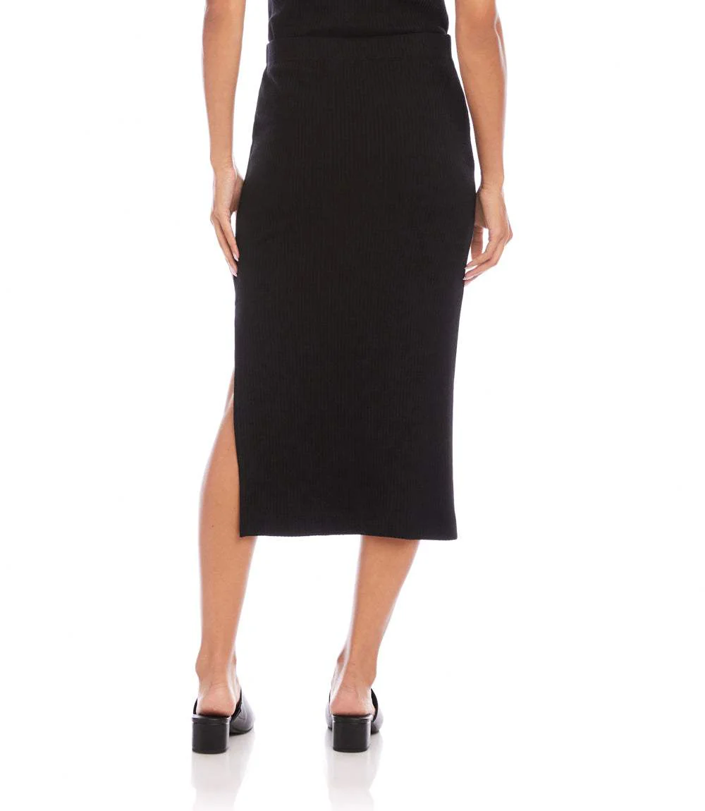 Ribbed Side-Slit Midi Skirt - Image 4