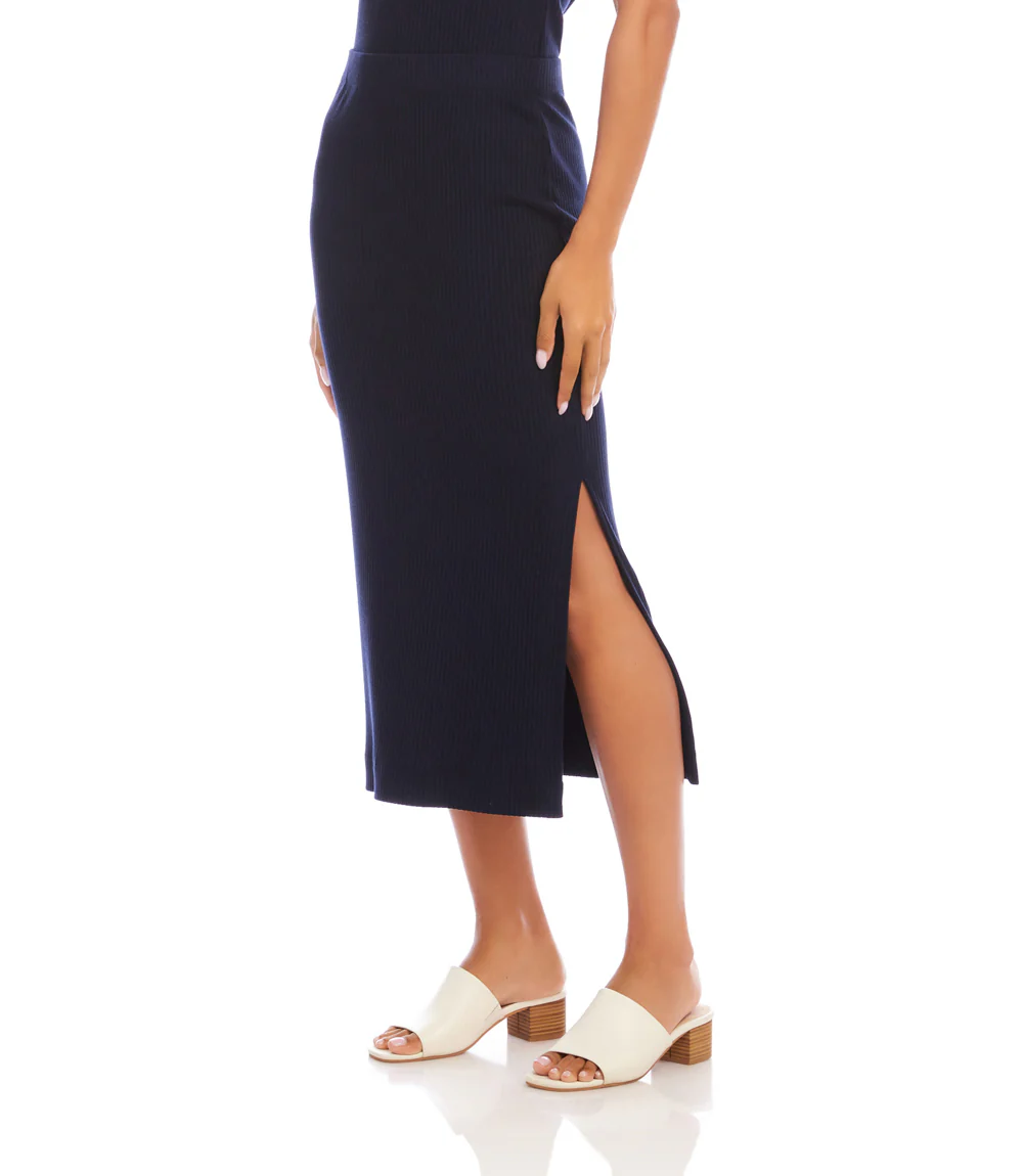 Ribbed Side-Slit Midi Skirt - Image 4