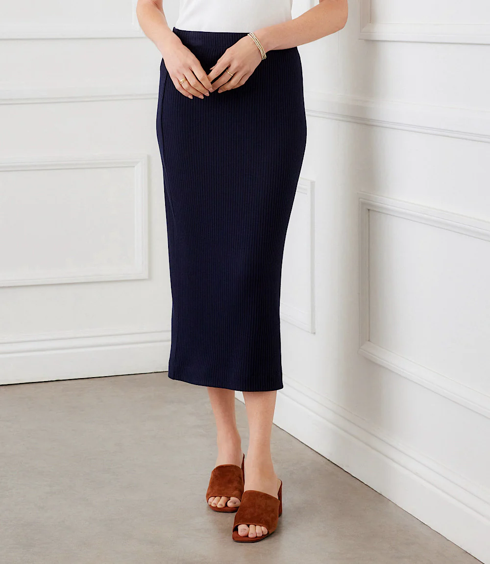 Ribbed Side-Slit Midi Skirt - Image 6
