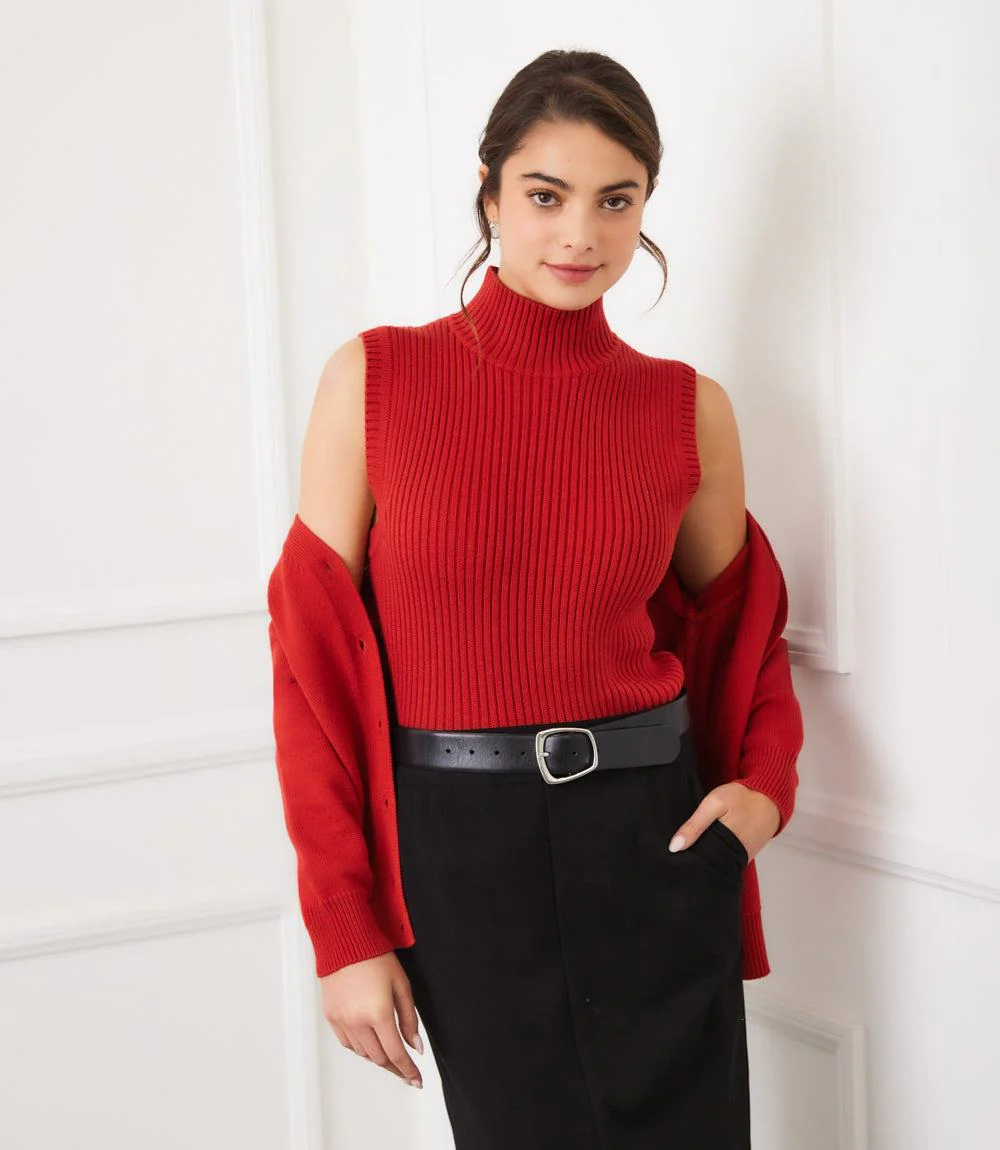 Ribbed Turtleneck Sweater Tank - Image 8
