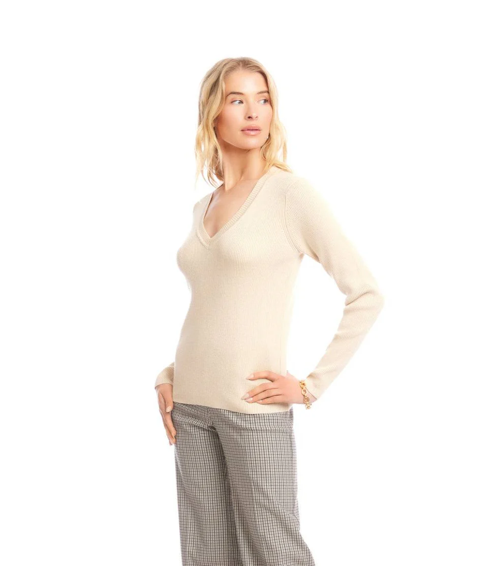 Ribbed V-Neck Sweater - Image 2
