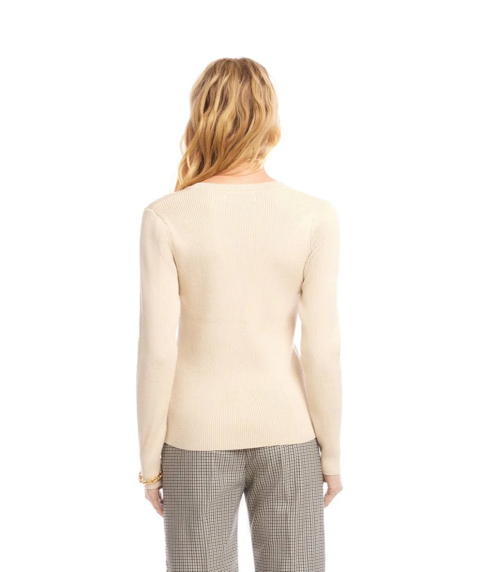Ribbed V-Neck Sweater - Image 3