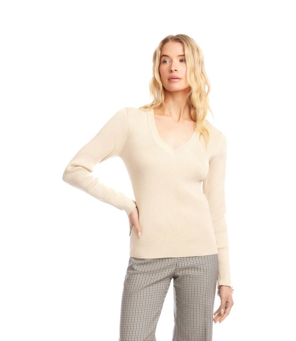 Ribbed V-Neck Sweater - Image 4