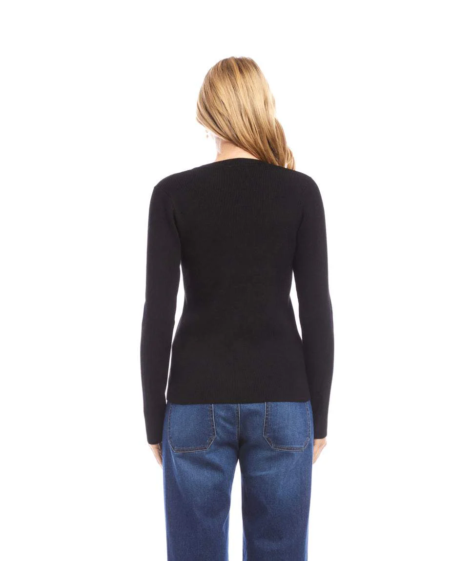 Ribbed V-Neck Sweater - Image 3