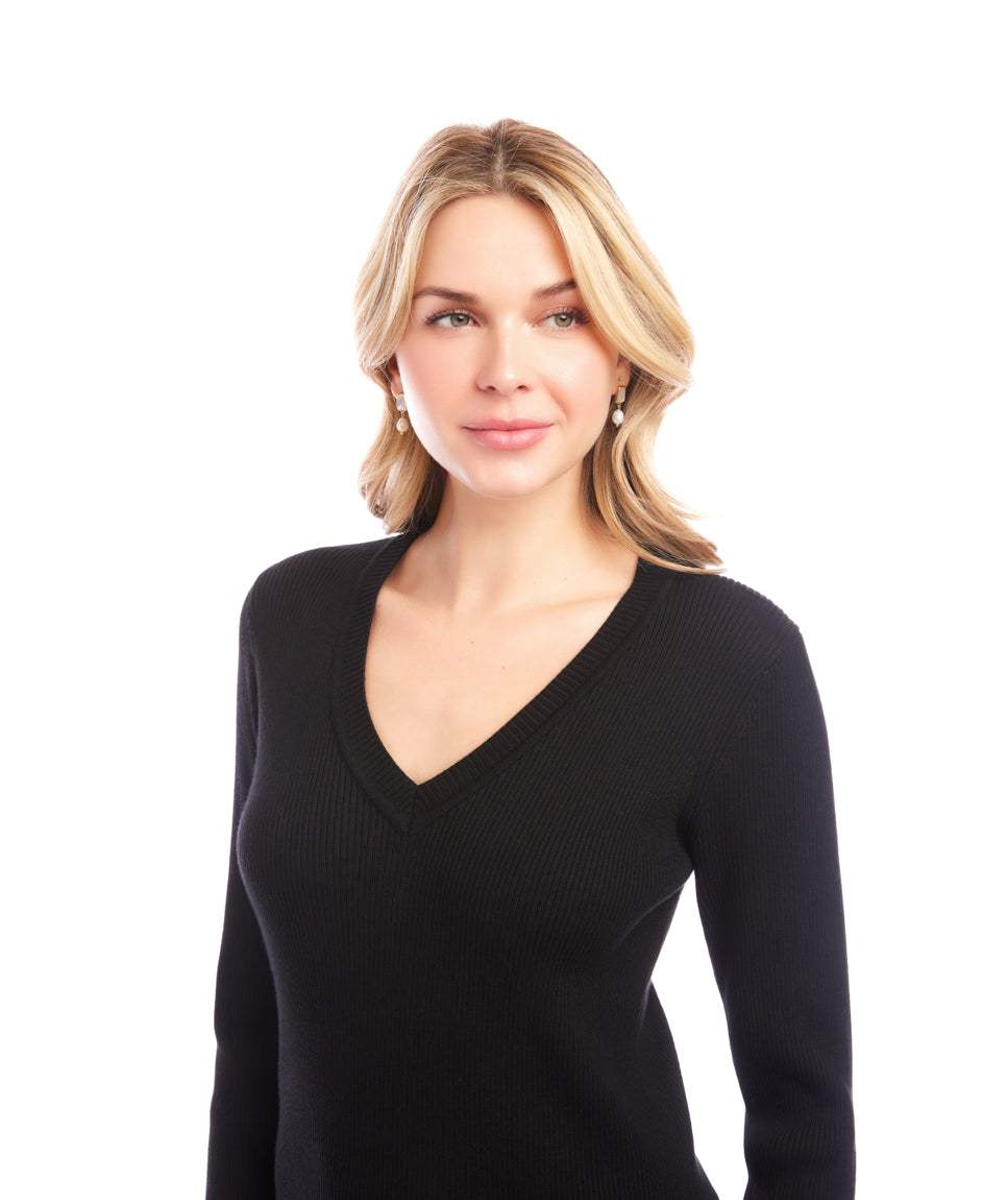 Ribbed V-Neck Sweater - Image 4