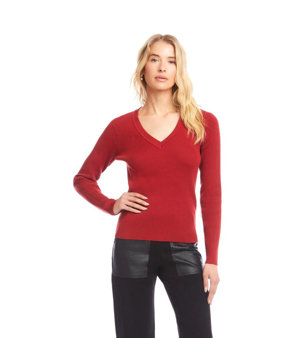 Ribbed V-Neck Sweater