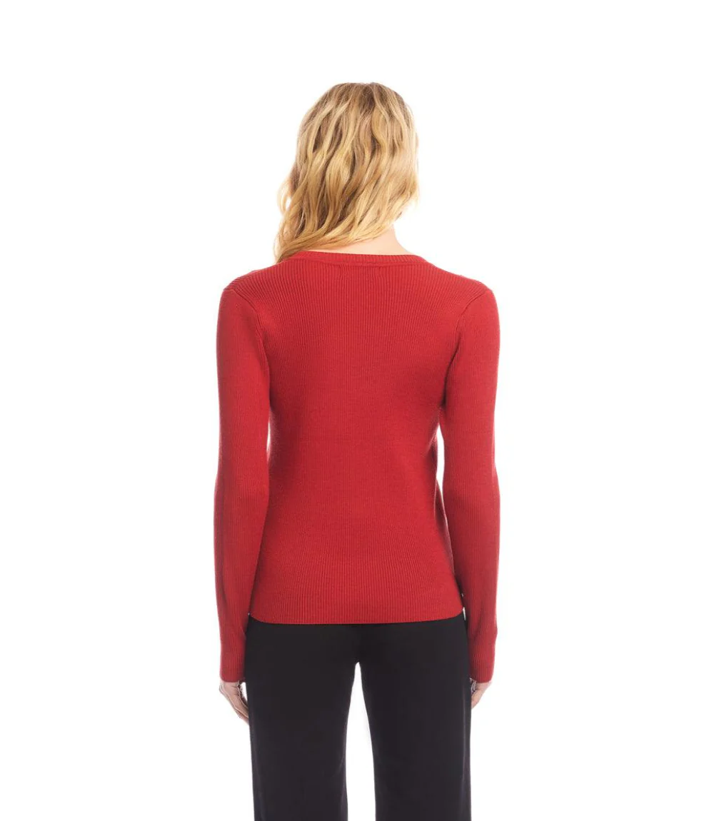 Ribbed V-Neck Sweater - Image 3