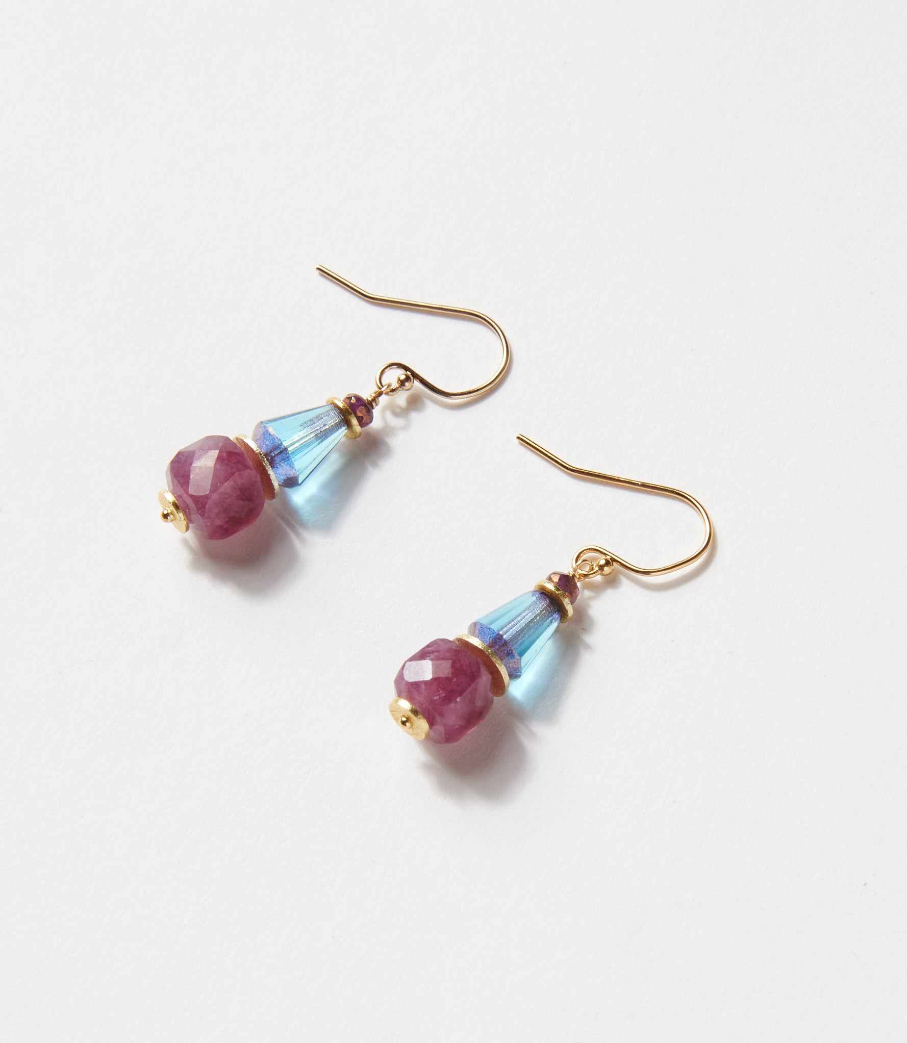 Ruby And Blue Glass Earrings - Image 3