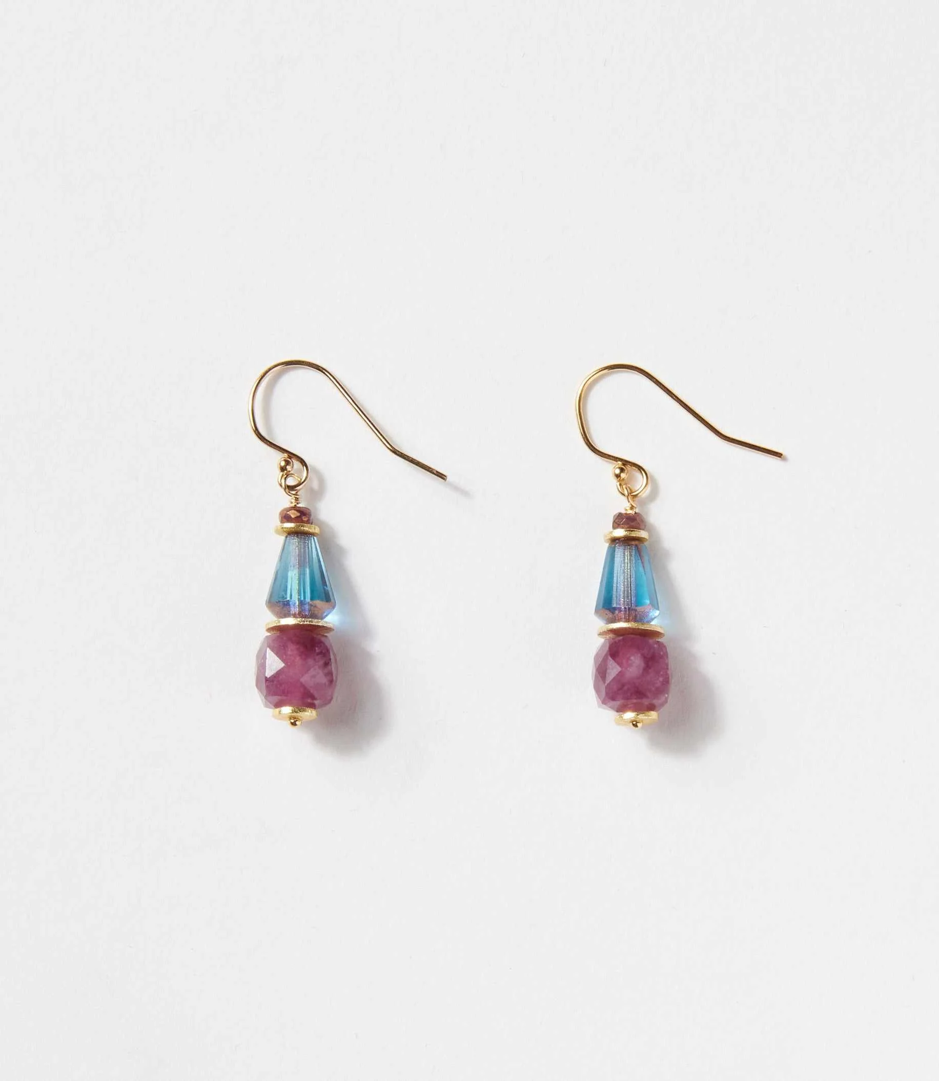 Ruby And Blue Glass Earrings - Image 4