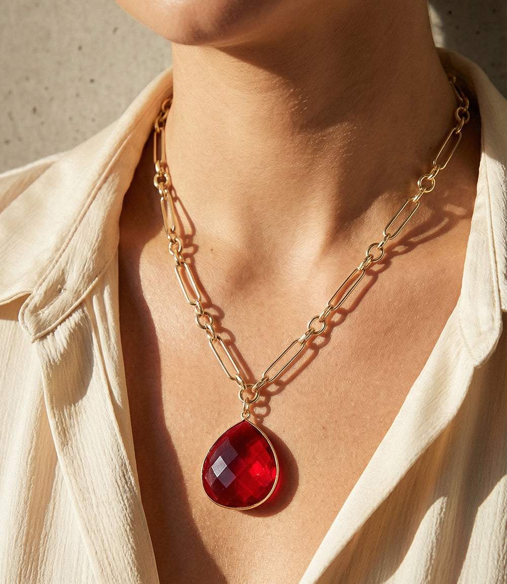 Ruby Quartz Pendant Necklace - Image 2