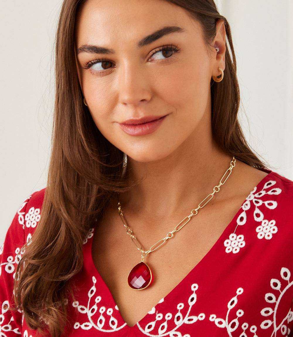 Ruby Quartz Pendant Necklace - Image 4