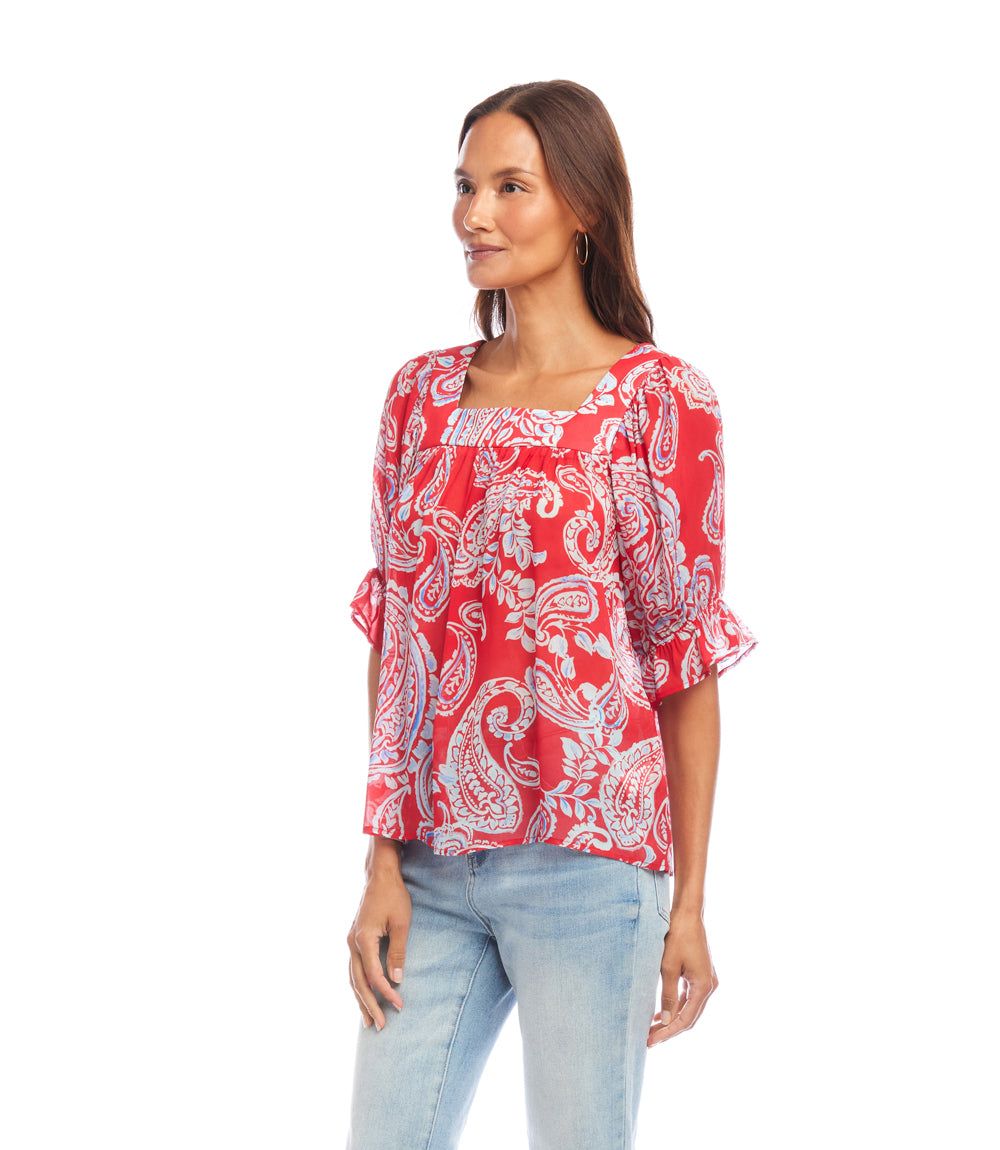 Ruffle Sleeve Square Neck Top - Image 3