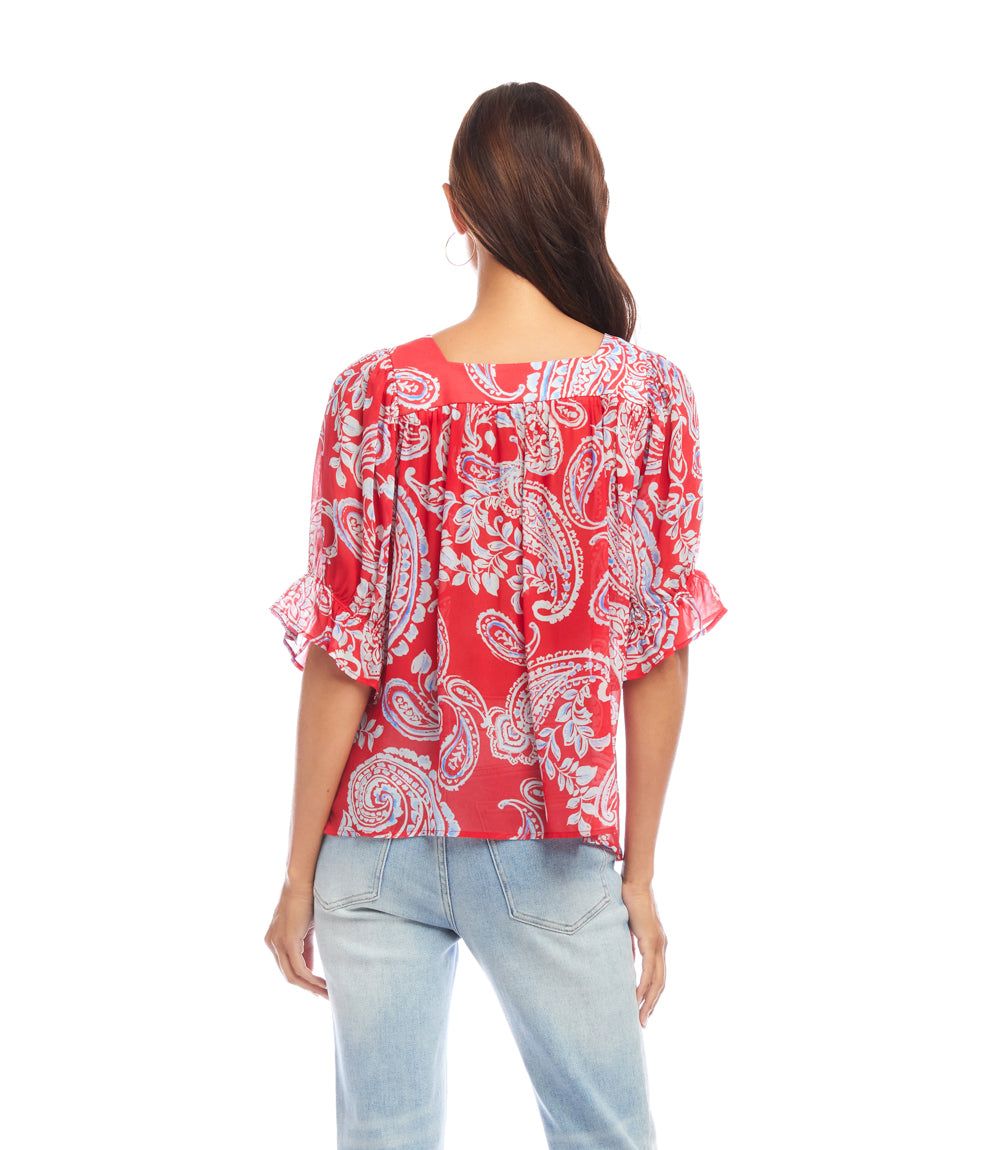 Ruffle Sleeve Square Neck Top - Image 4