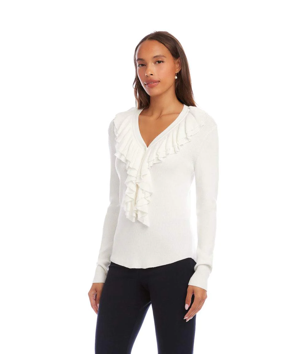 Ruffle V-Neck Sweater - Image 5