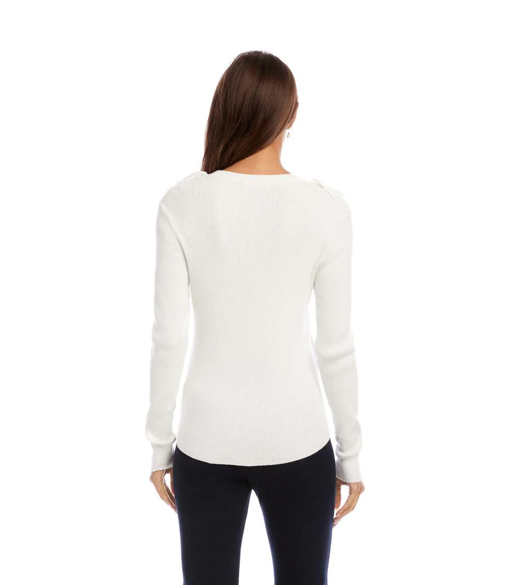 Ruffle V-Neck Sweater - Image 6