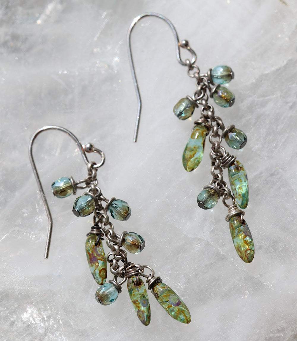Rustic Creek Glass Cluster Earrings - Image 4