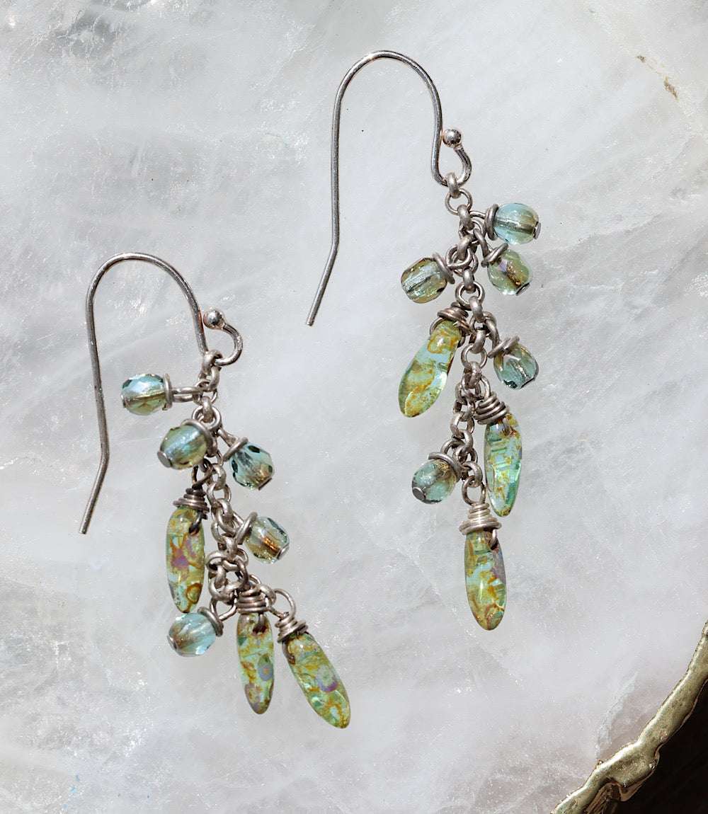 Rustic Creek Glass Cluster Earrings - Image 6