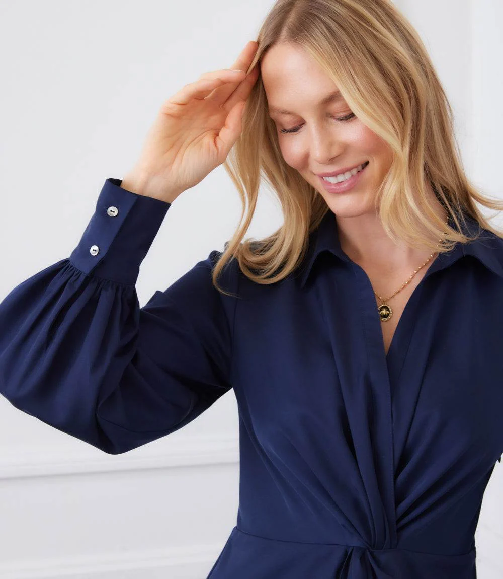Savannah Twist Front Sateen Midi Dress - Image 3