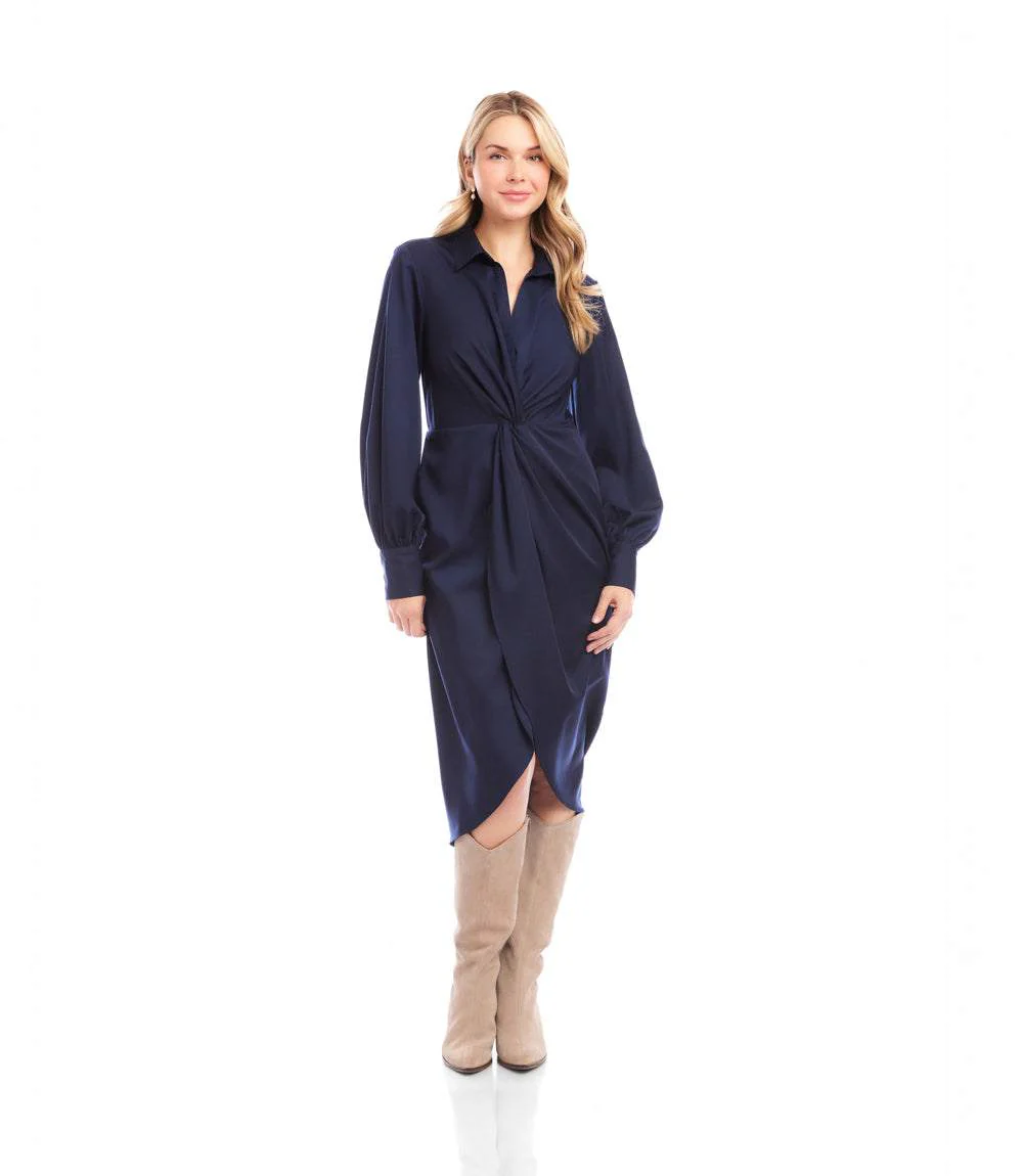 Savannah Twist Front Sateen Midi Dress - Image 4