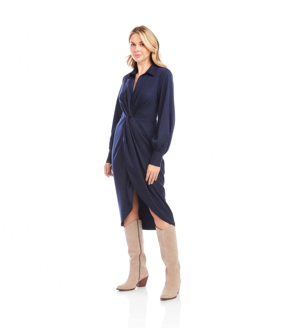 Savannah Twist Front Sateen Midi Dress - Image 5