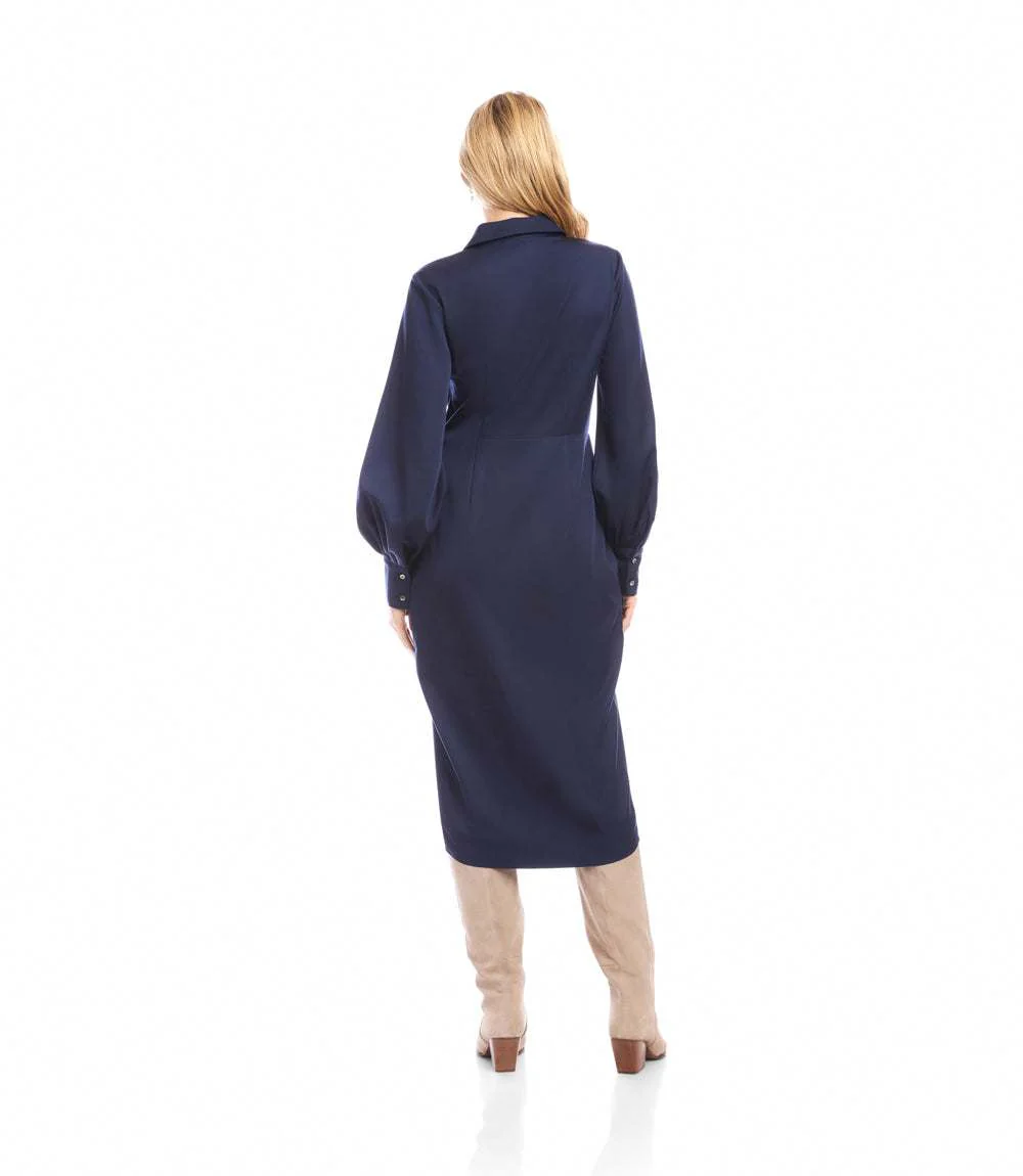 Savannah Twist Front Sateen Midi Dress - Image 6